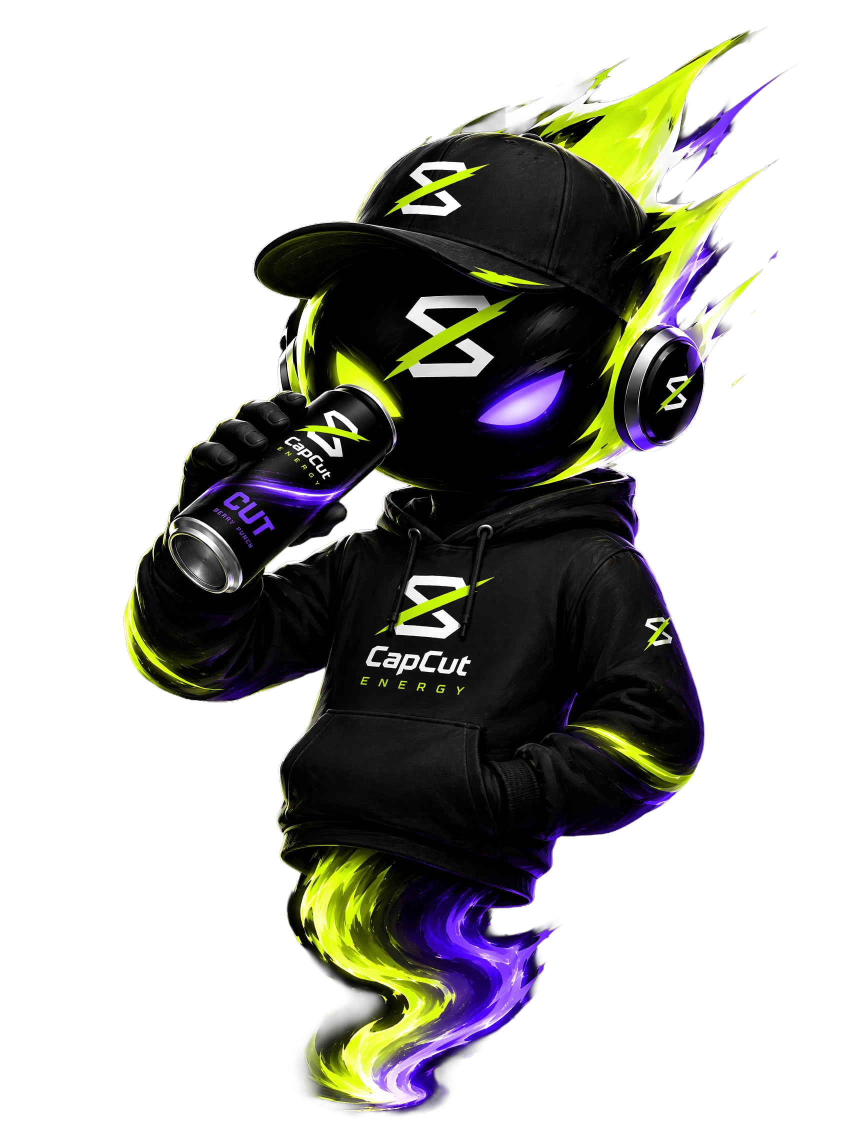 CapCut Energy mascot with can